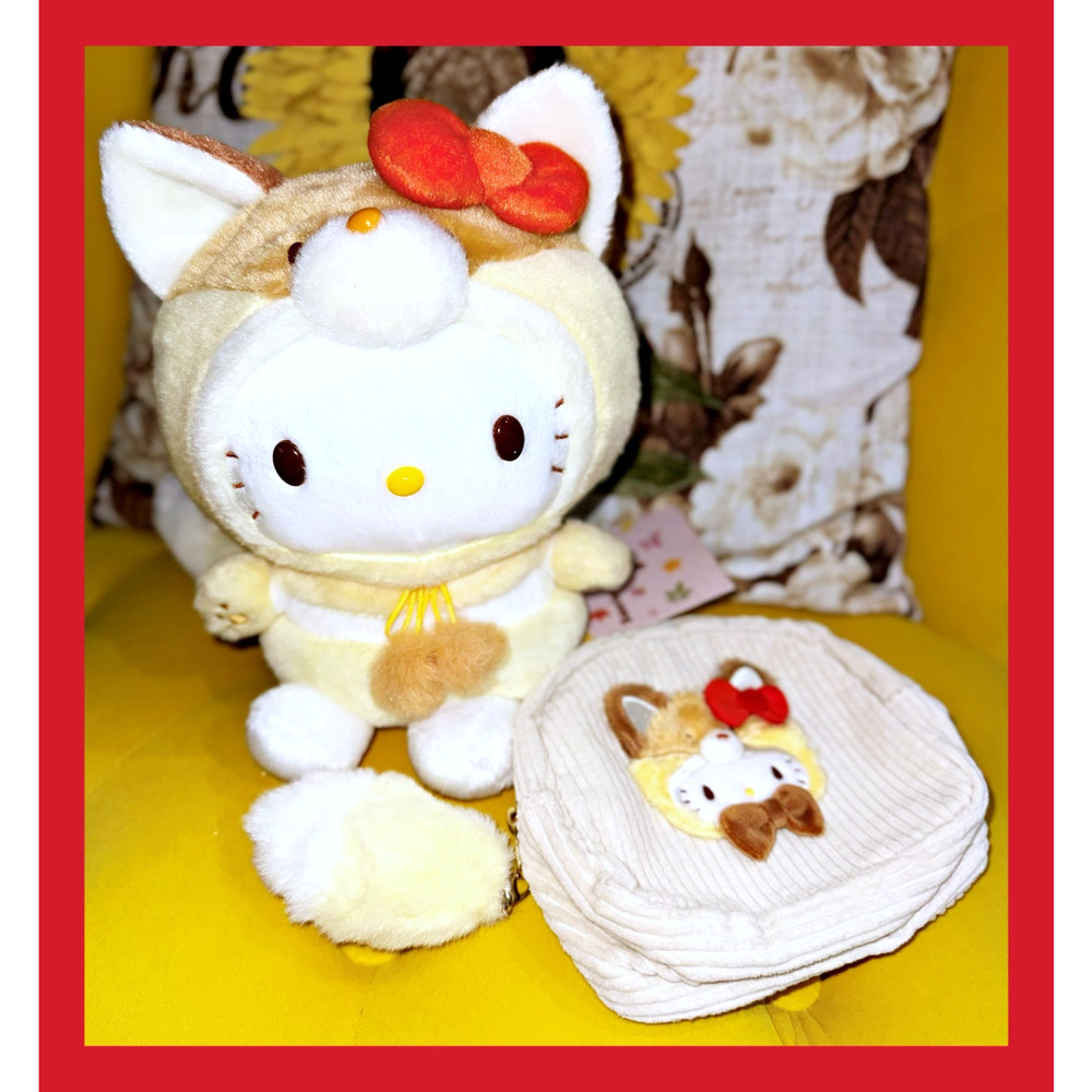 Japan Sanrio Original Plush Toy & Pouch Hello Kitty Forest Small Animals Fox